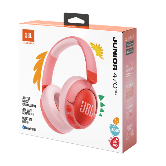 JBL Junior 470NC - Pink - Wireless over-ear noise cancelling kids headphones - Detailshot 15 image number null